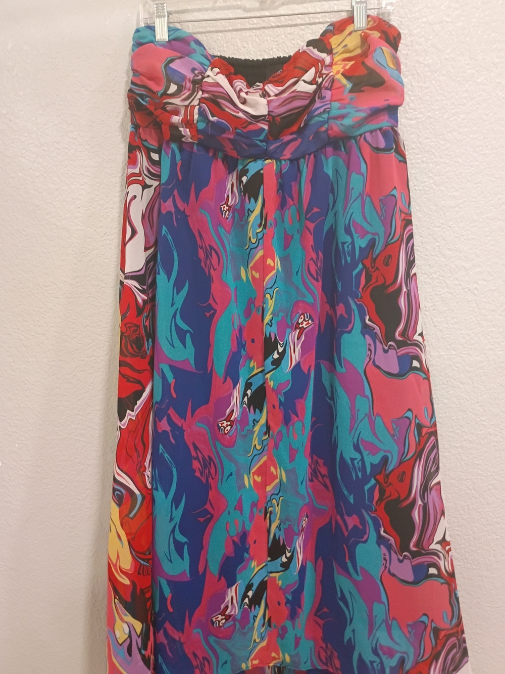 Decoded Colorful High-Low Maxi Skirt - Multicolor Abstract Print - Picture 2 of 4
